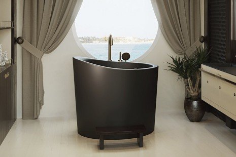True Ofuro Mini Black Tranquility Heated Japanese Bathtub 220 240V 50 60Hz 10